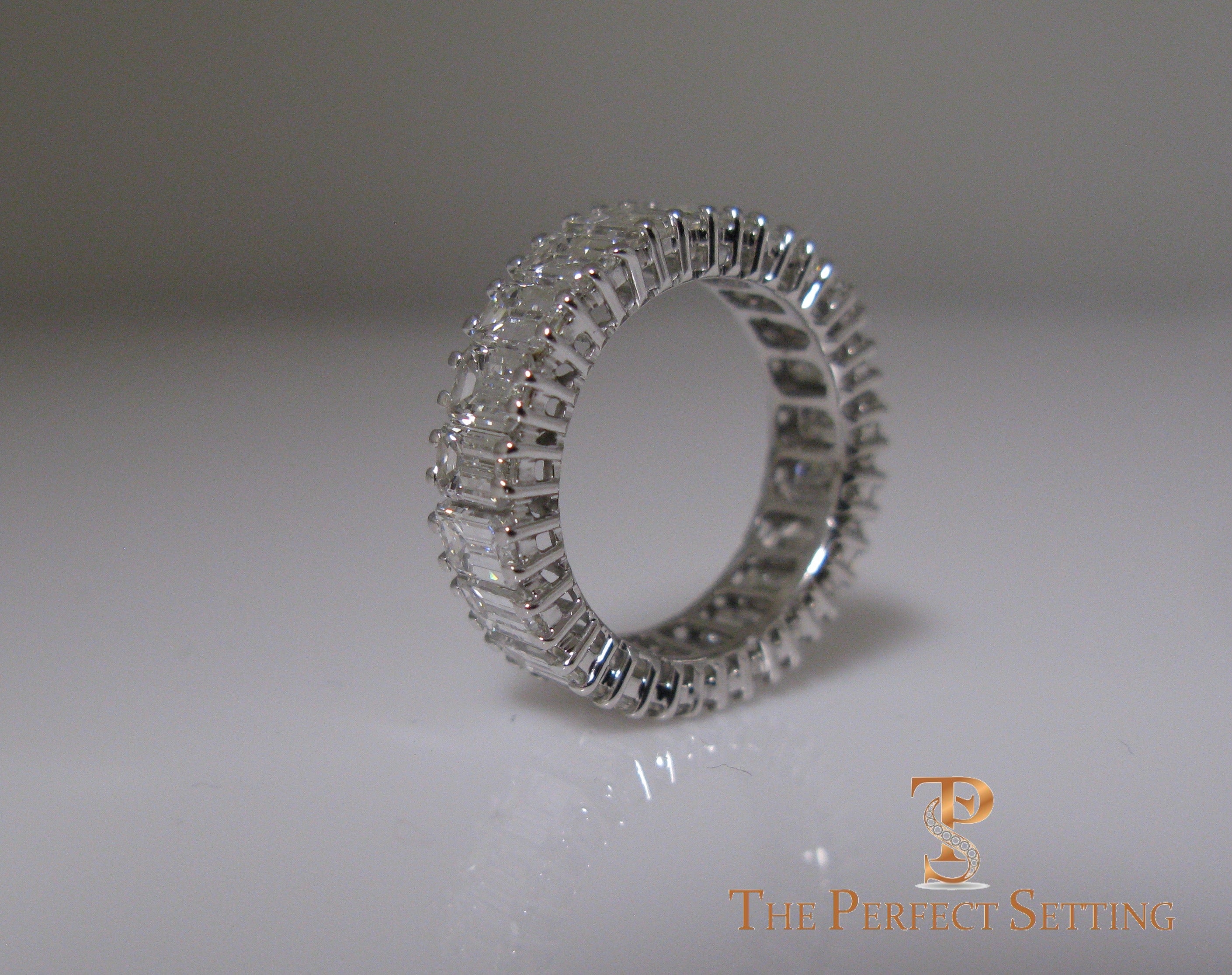 Emerald Cut Diamond Eternity Band Classic Platinum Setting