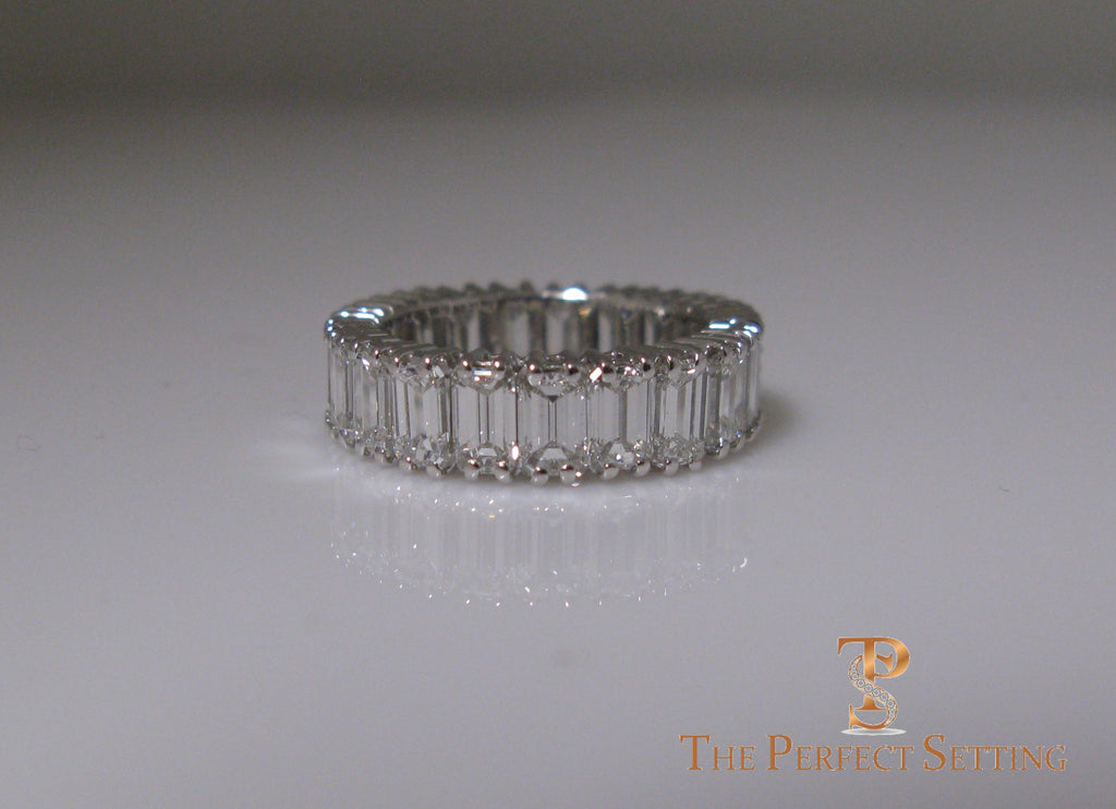 Emerald Cut Diamond Eternity Band Classic Platinum Setting