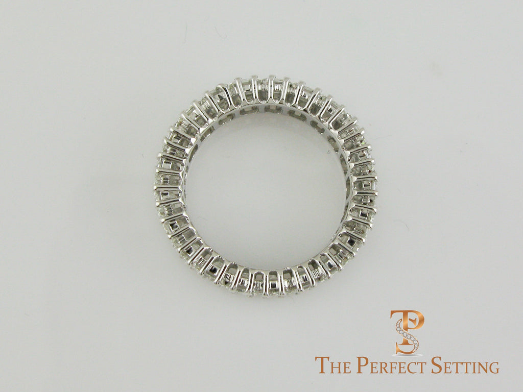 Emerald Cut Diamond Eternity Band Classic Platinum Setting side