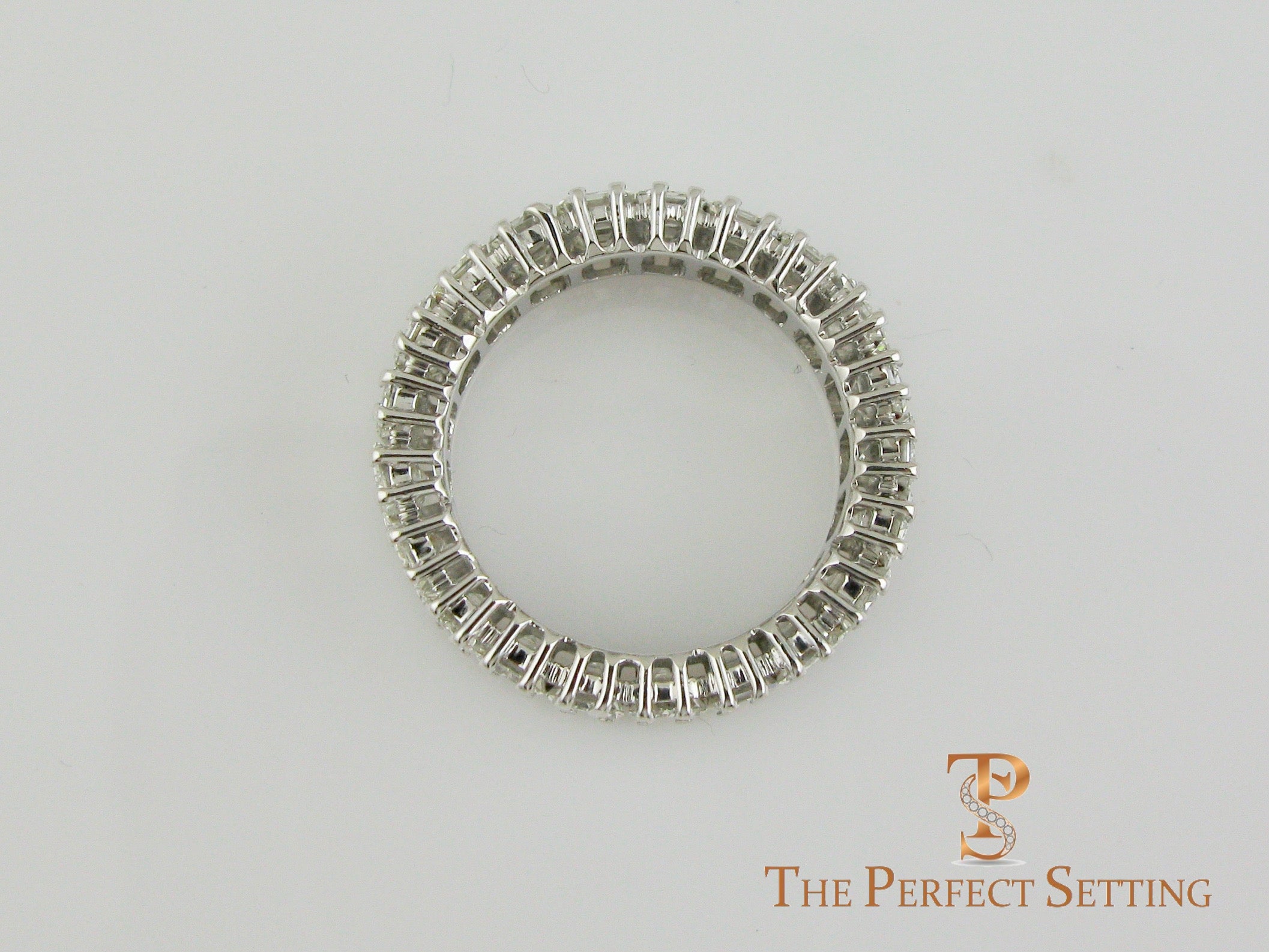 Emerald Cut Diamond Eternity Band Classic Platinum Setting side