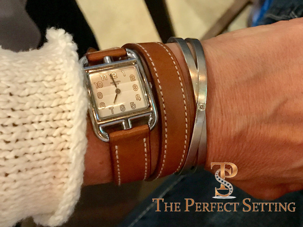 criss cross cuff stacking love bracelet hermes watch