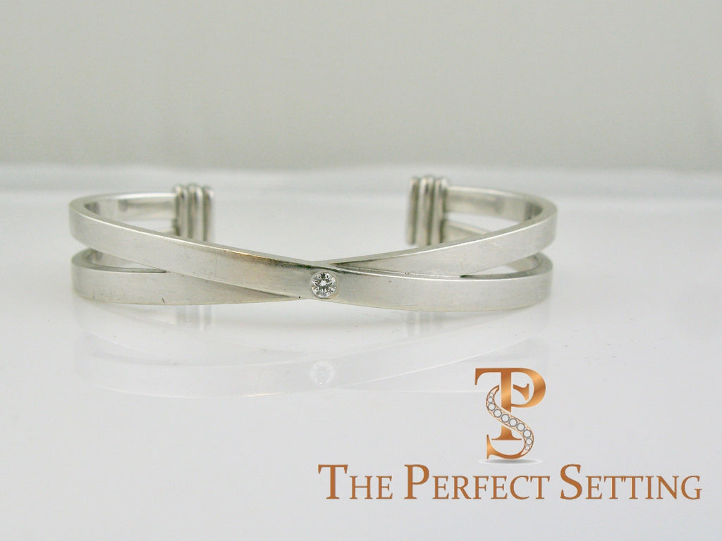 criss cross cuff stacking love bracelet platinum