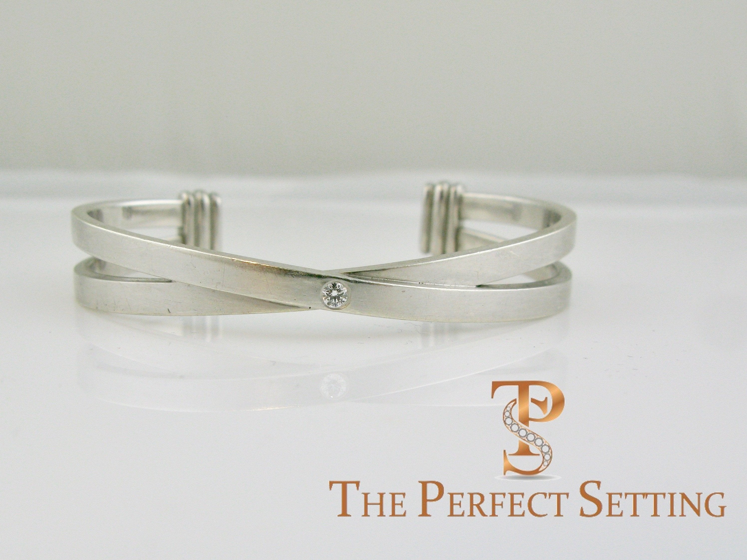 criss cross cuff stacking love bracelet platinum