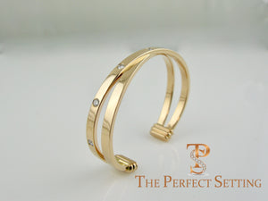 criss cross gold diamond cuff stacking bracelet