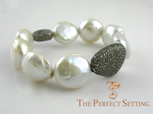 Cultured Pearl Bracelet with Champagne Diamonds