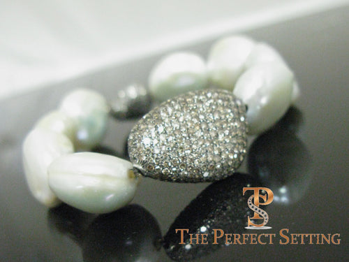Cultured Pearl Bracelet with Champagne Diamonds 2