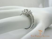 Load image into Gallery viewer, Cushion Halo Engagement Ring with Round Diamond Split Shank