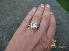 Load image into Gallery viewer, Cushion Cut Diamond Halo Ring on Hand