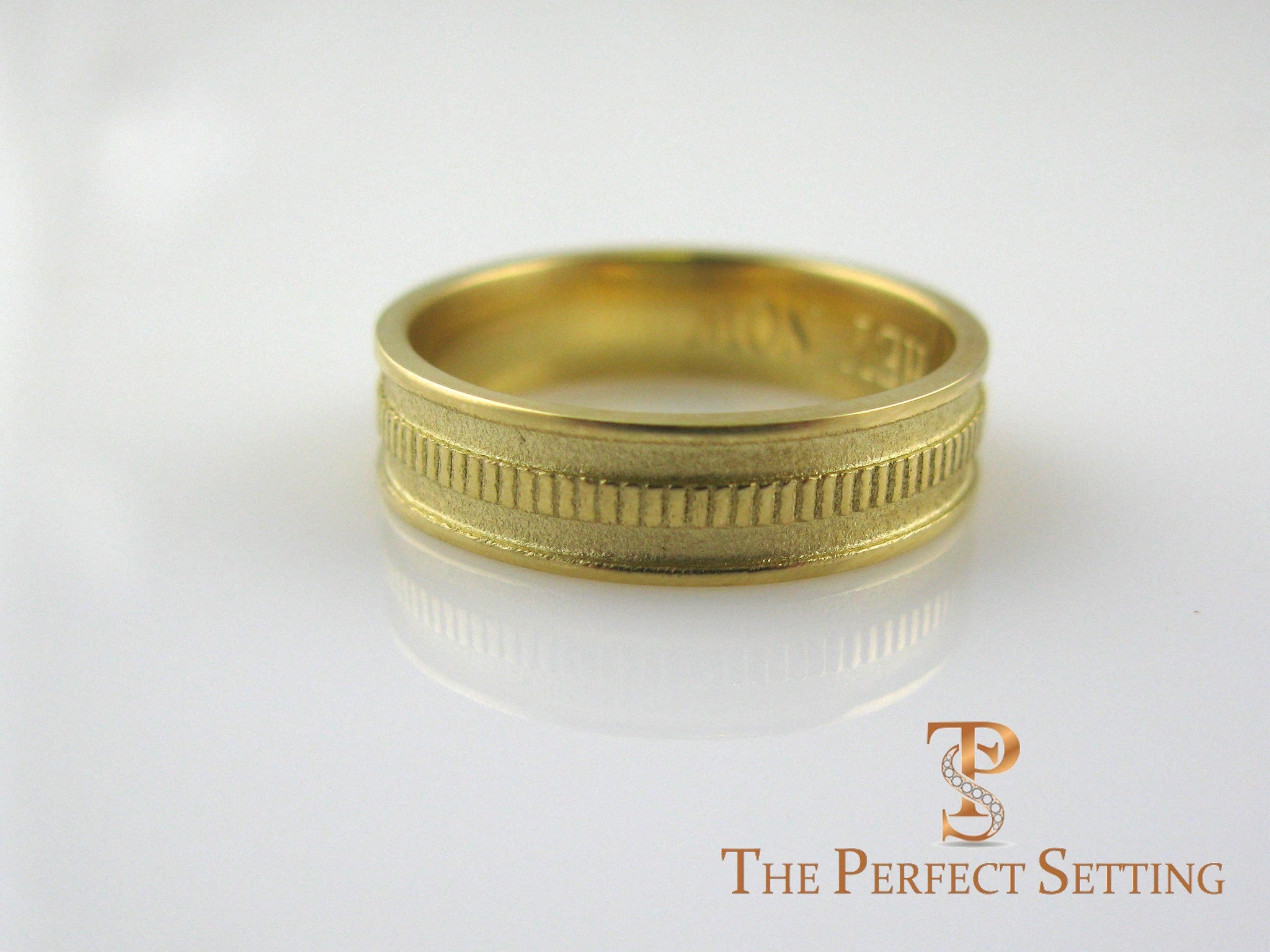 18K gold mens gear ring