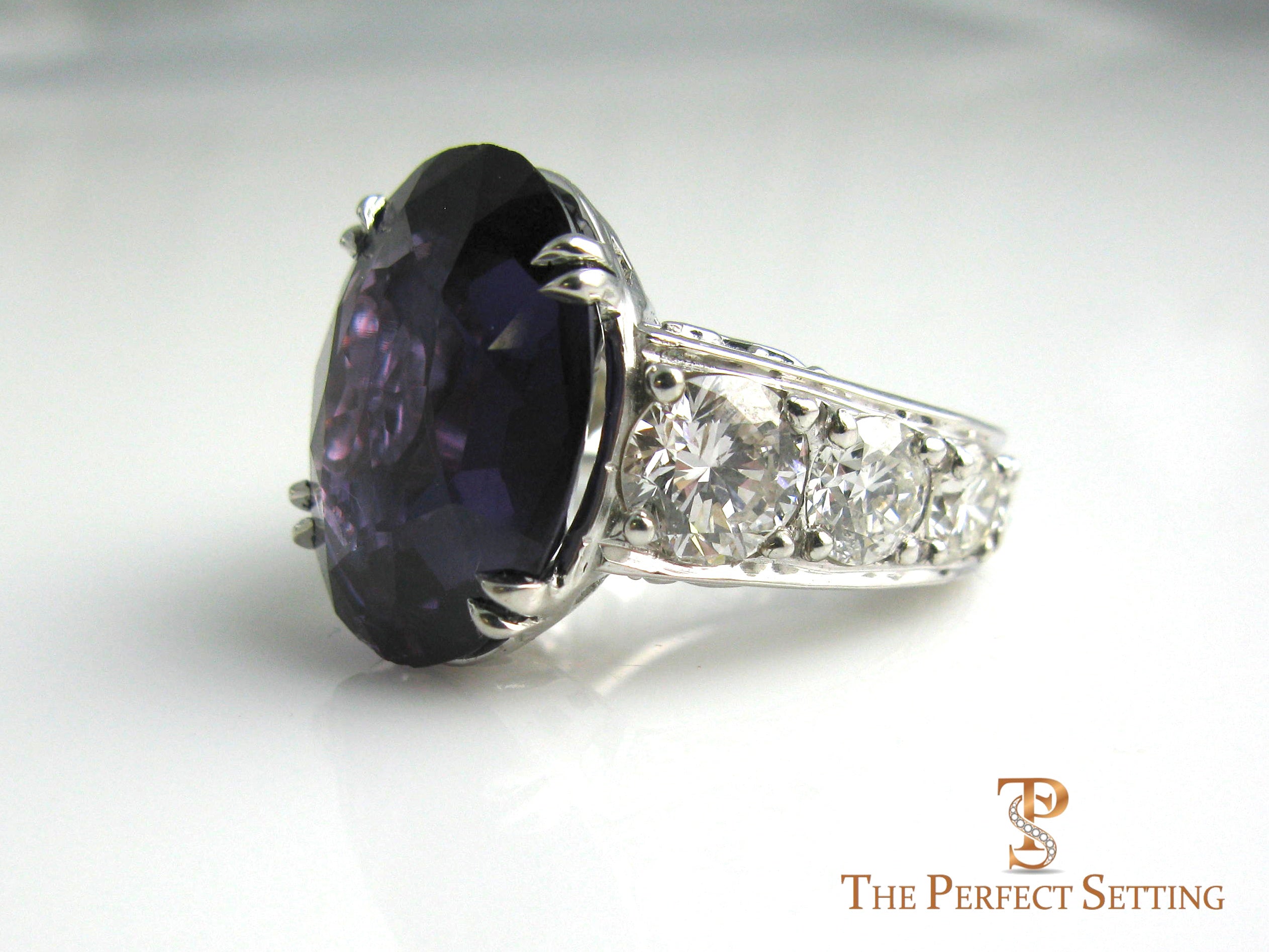 Custom Alexandrite Diamond Anniversary Ring side