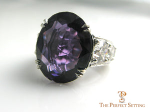 Custom Alexandrite Diamond Anniversary Ring front