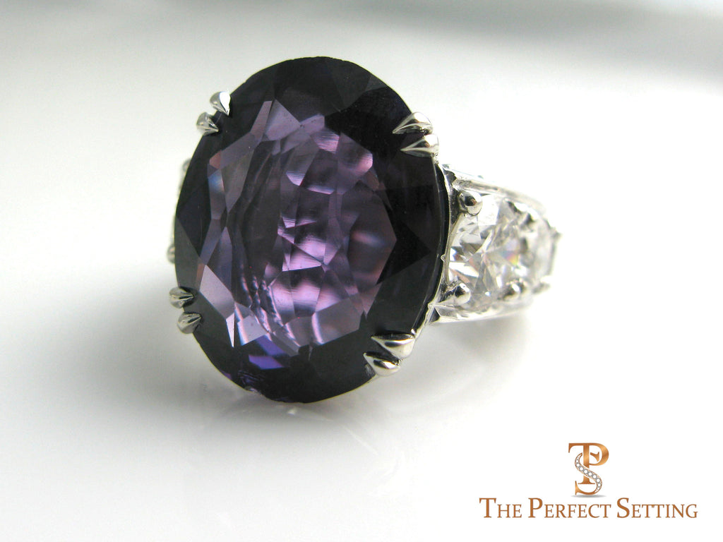 Amethyst and diamond anniversary ring