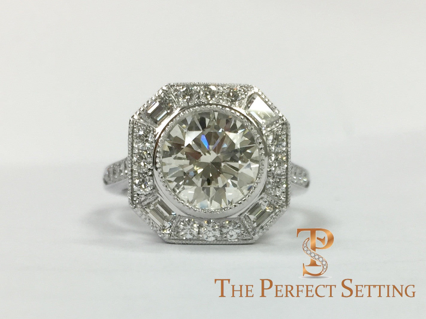 Deco Diamond Ring baguettes platinum