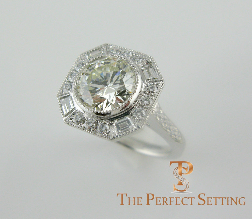 Deco Diamond Engagement Ring baguettes platinum