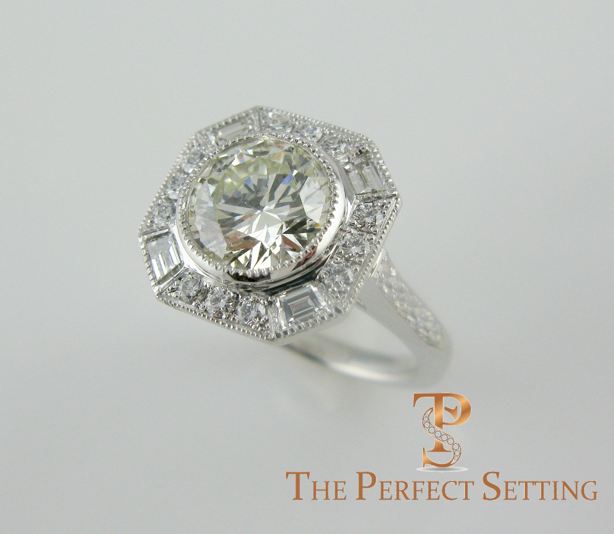 Deco Diamond Engagement Ring baguettes platinum