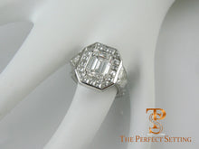 Load image into Gallery viewer, Emerald Cut Diamond Ring with Baguette Halo Engagement Ring