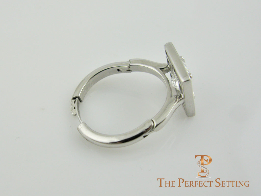 Deco Emerald Cut Diamond Ring Baguette Halo Adjustable Shank Arthritis open