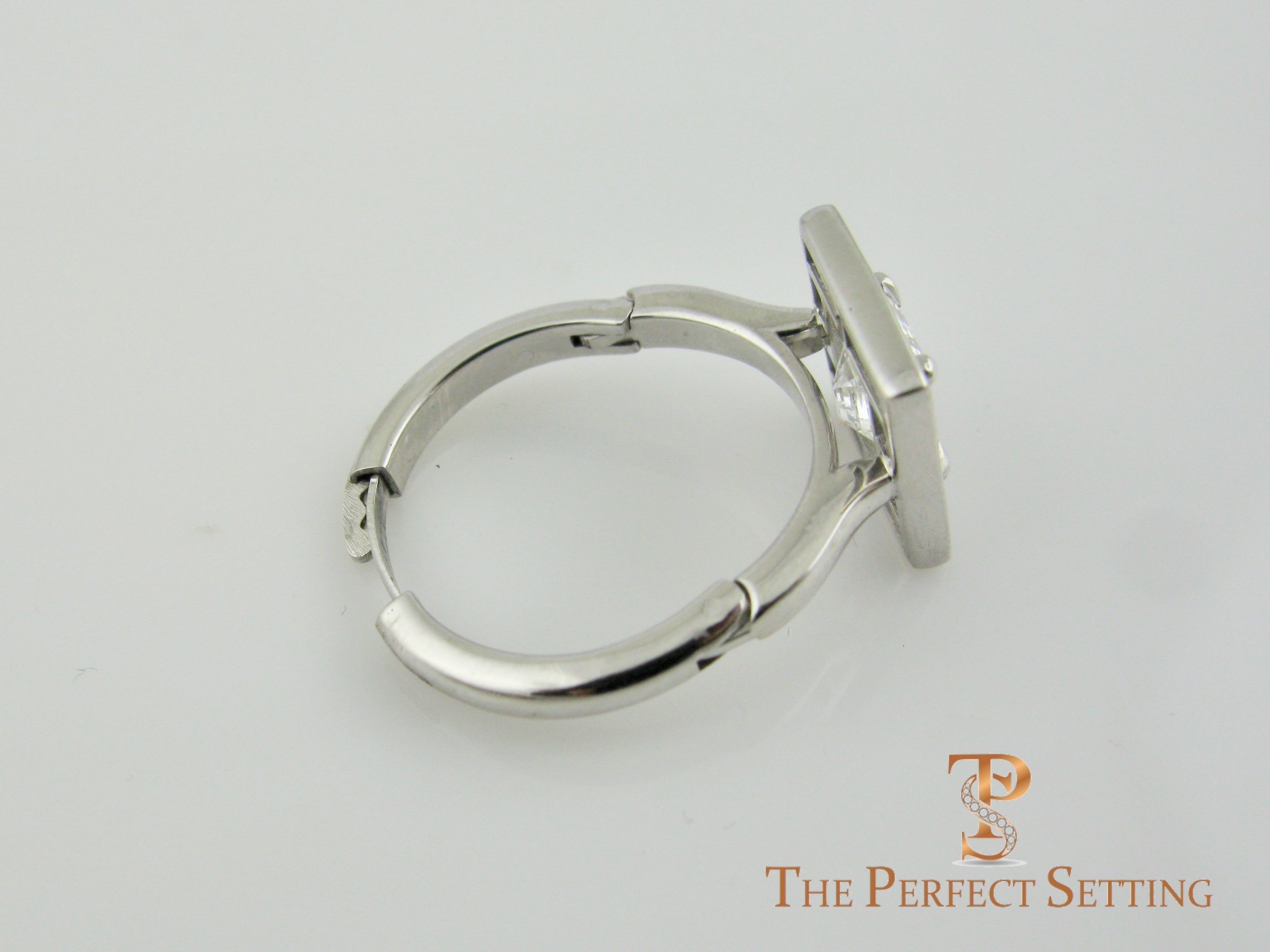 Deco Emerald Cut Diamond Ring Baguette Halo Adjustable Shank Arthritis open