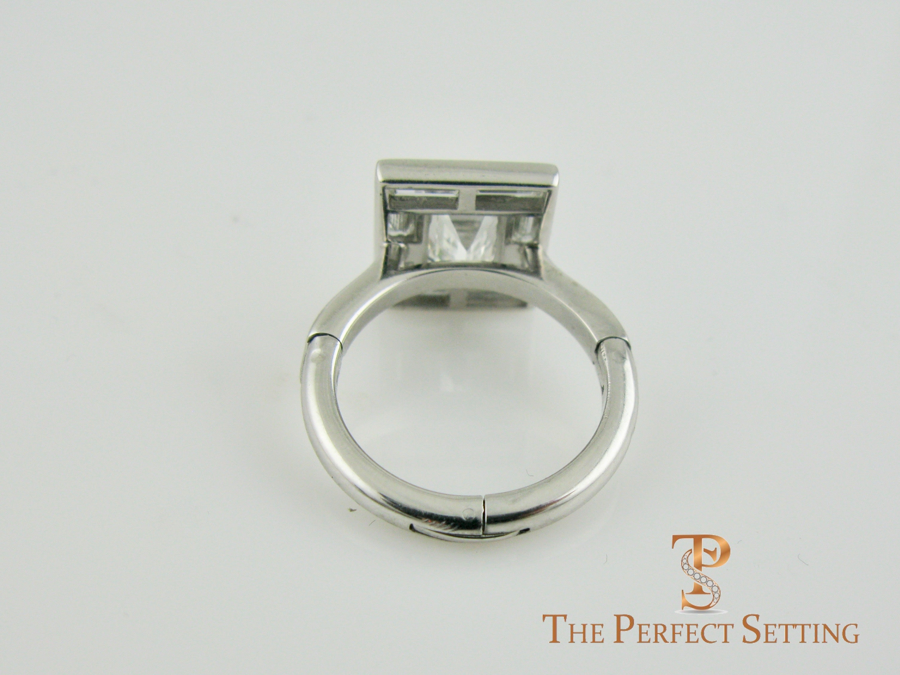 Deco Emerald Cut Diamond Ring Baguette Halo Expandable Band Open arthritis