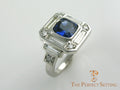 Sapphire and Diamond Deco inspired engagement ring