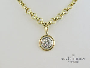 bezel set diamond white and yellow gold necklace 