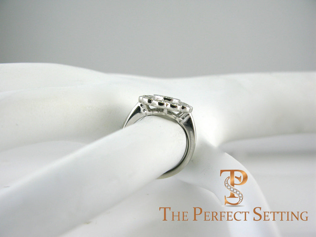 Edwardian Diamond Flower Cluster Ring on hand