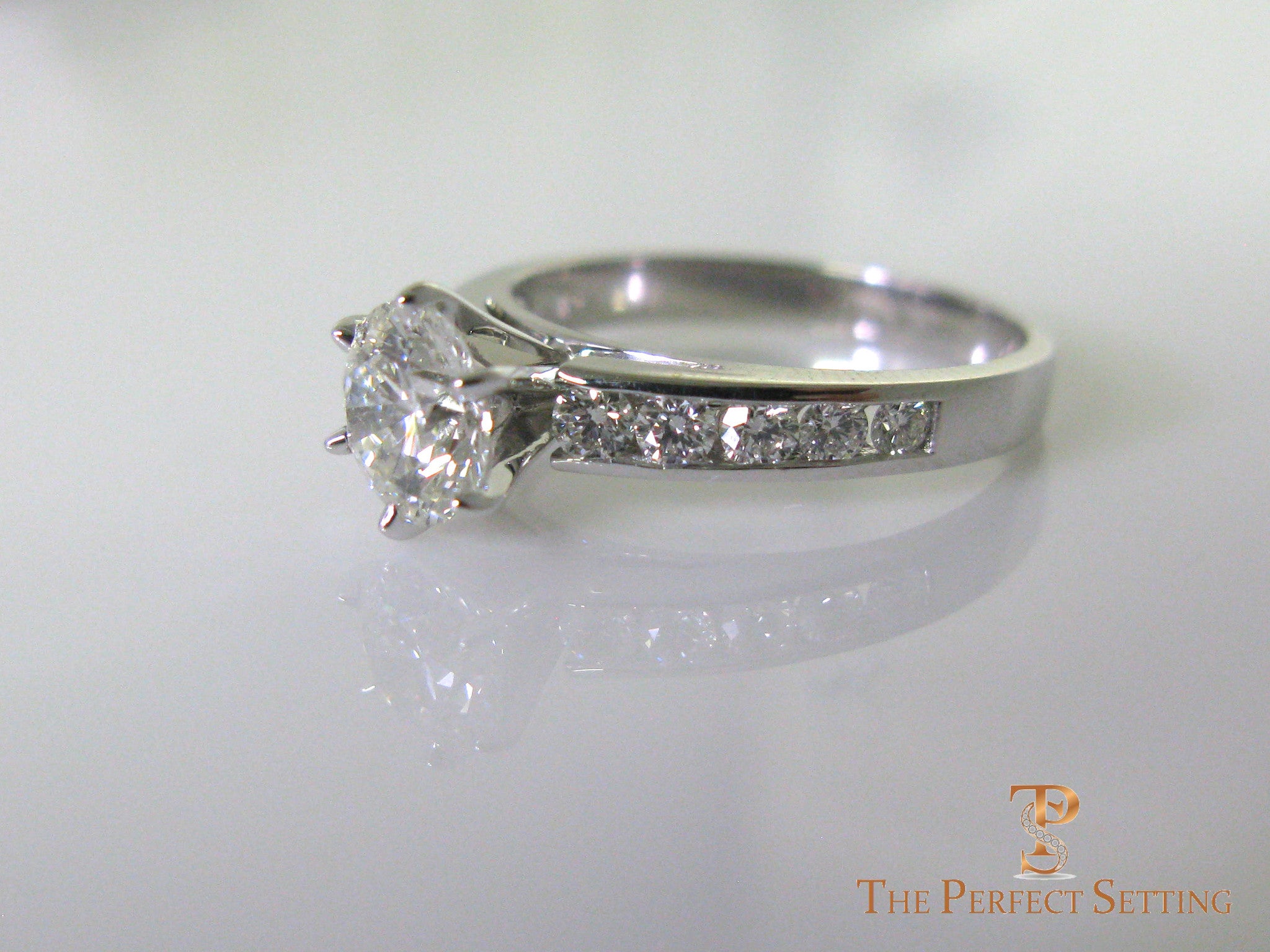 Six Prong Channel Set Diamond Engagement Ring