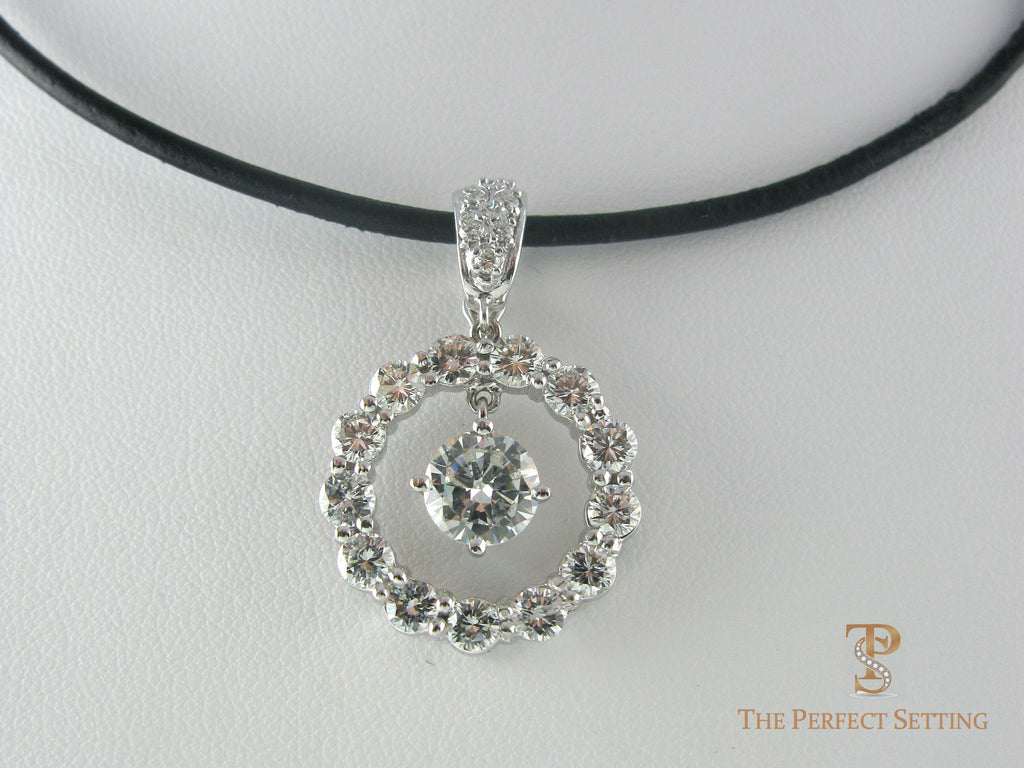 Diamond Circle Penant on Leather cord with enhancer