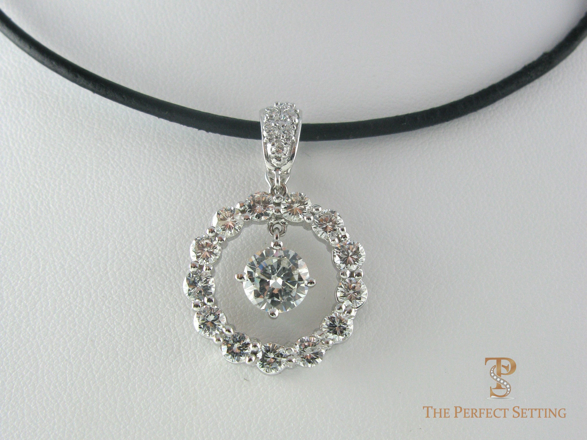 Diamond Penant on Leather cord with enhancer