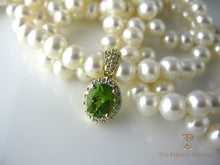 Load image into Gallery viewer, Diamond and tourmaline enhancer on pearl necklace