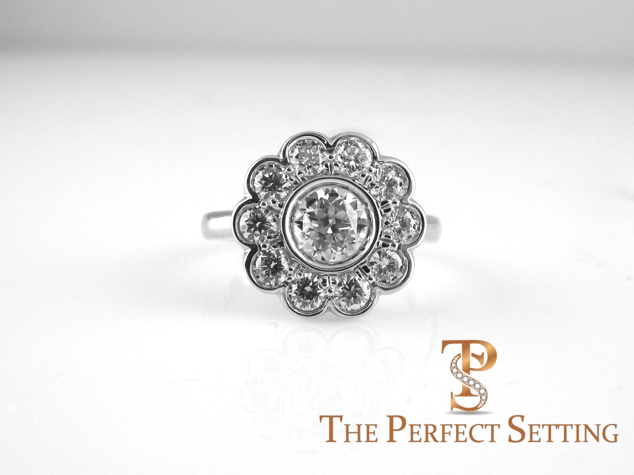 Diamond Flower Cluster Ring