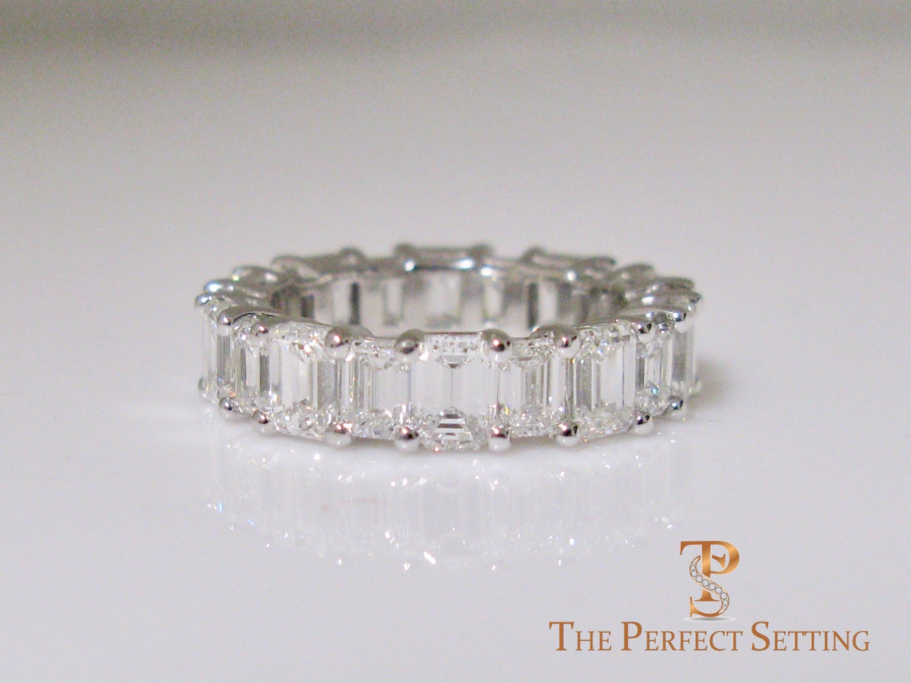 Emerald Cut Diamond Eternity Band Alternating size stones
