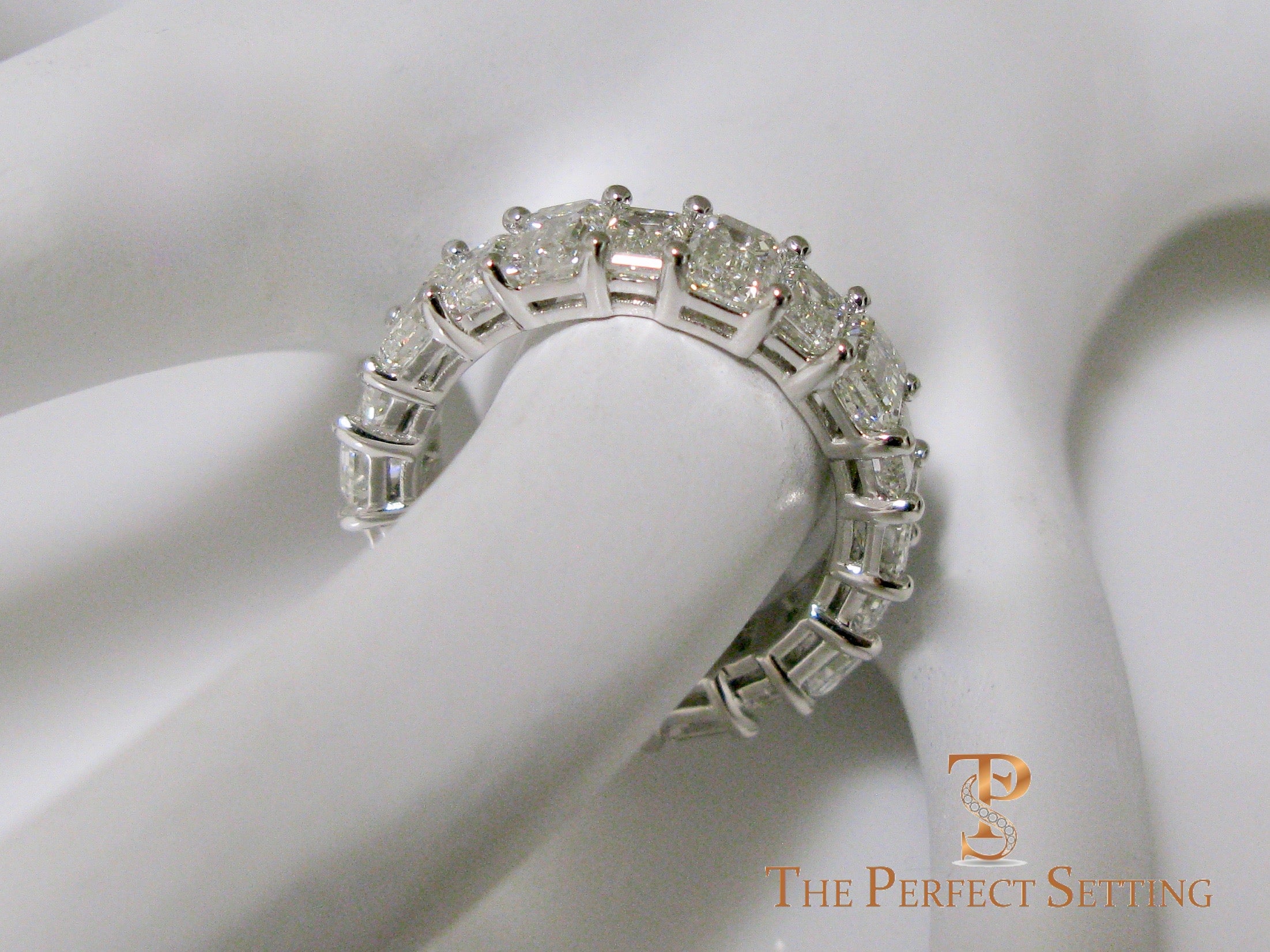 Emerald Cut Diamond Eternity Band Alternating size stones size view