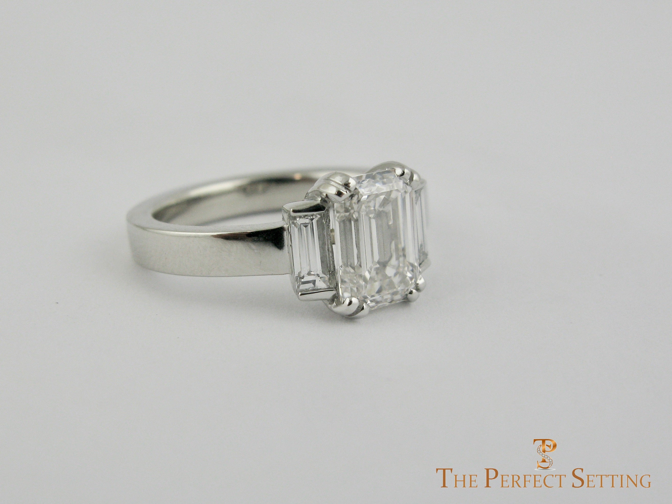 Modern Deco Emerald Cut Engagement Ring Lab Grown Diamond