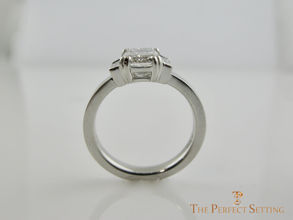 Modern Deco Emerald Cut Engagement Ring Lab Grown Diamond side