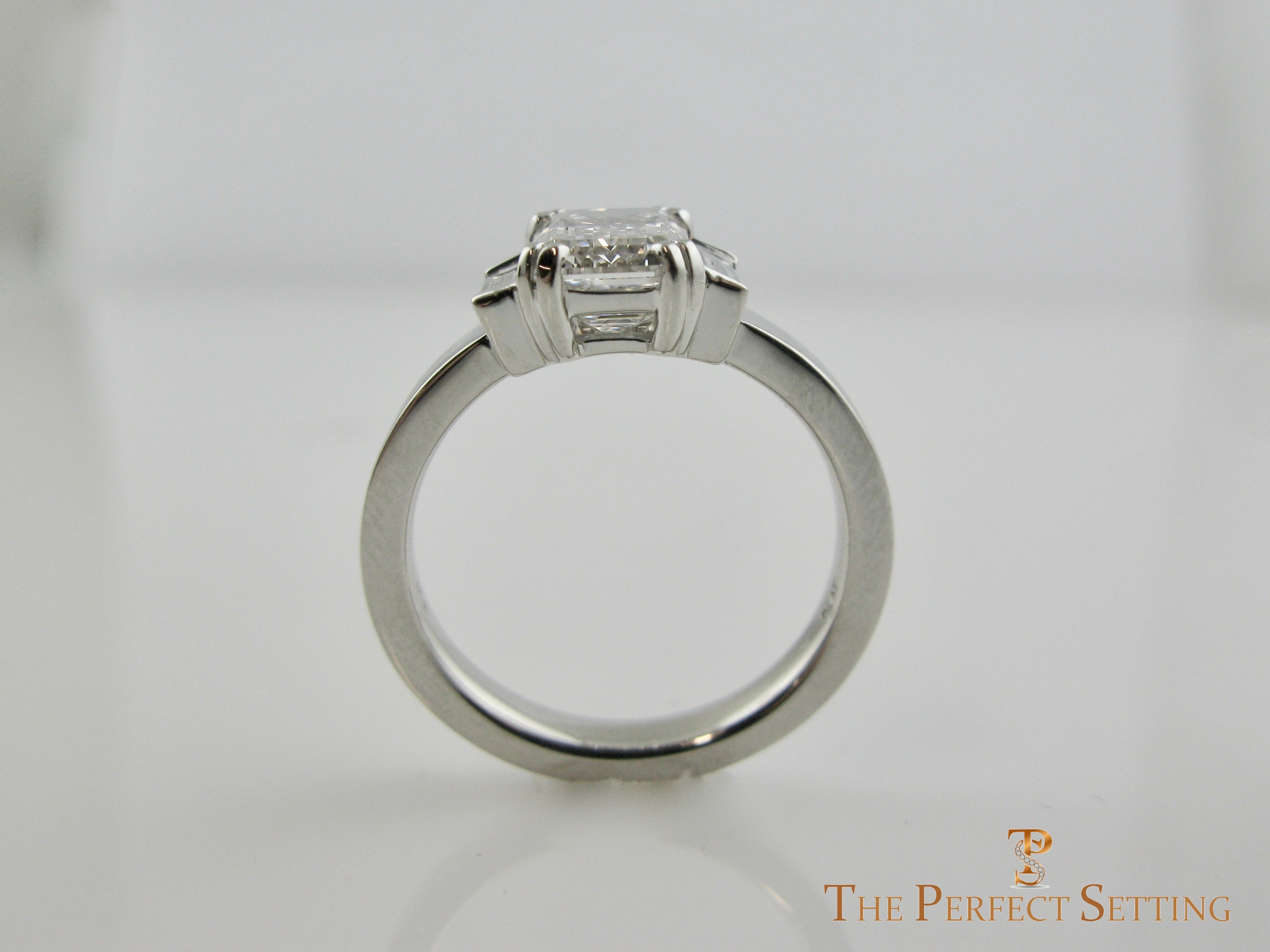 Modern Deco Emerald Cut Engagement Ring Lab Grown Diamond side