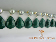 Load image into Gallery viewer, bridesmaid pearl and emerald earrings