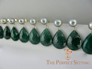 bridesmaid emerald slice and pearl earring