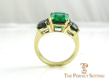 Load image into Gallery viewer, Emerald and sapphire cocktail ring