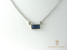 Load image into Gallery viewer, Emerald Cut Sapphire With Diamond Accents Pendant