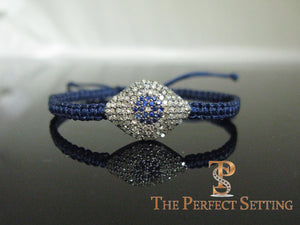 Evil Eye Diamond Sapphire Macrame Bracelet