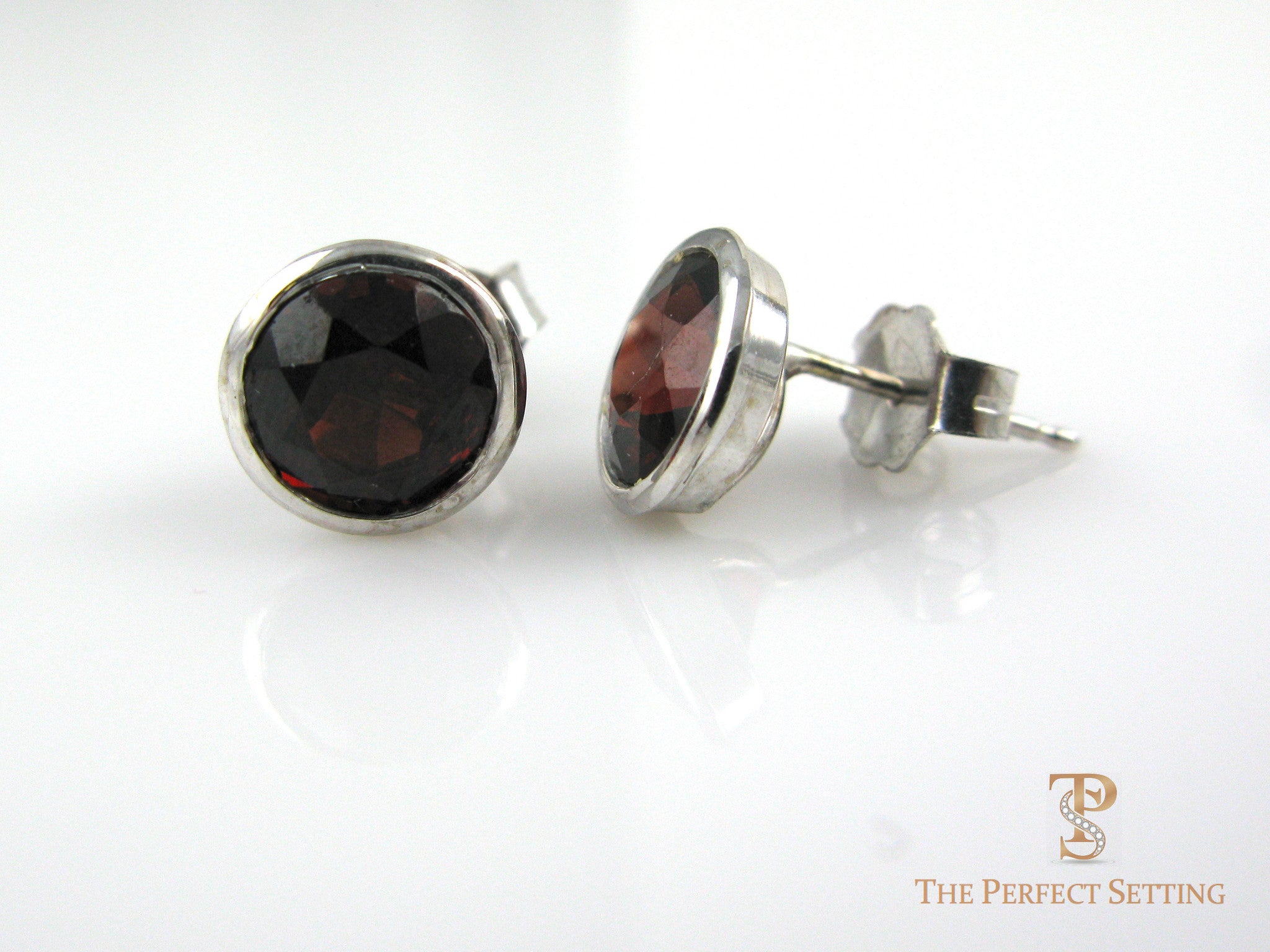 Bezel set garnet earrings