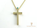 Gold Cross Pendant with Turquoise