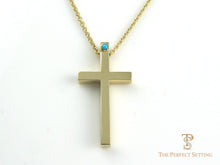 Load image into Gallery viewer, Gold Cross Pendant with Turquoise