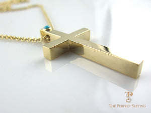 Gold Cross Pendant with Turquoise