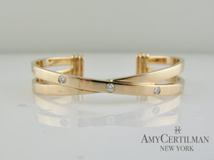 criss cross rose gold diamond cuff bracelet