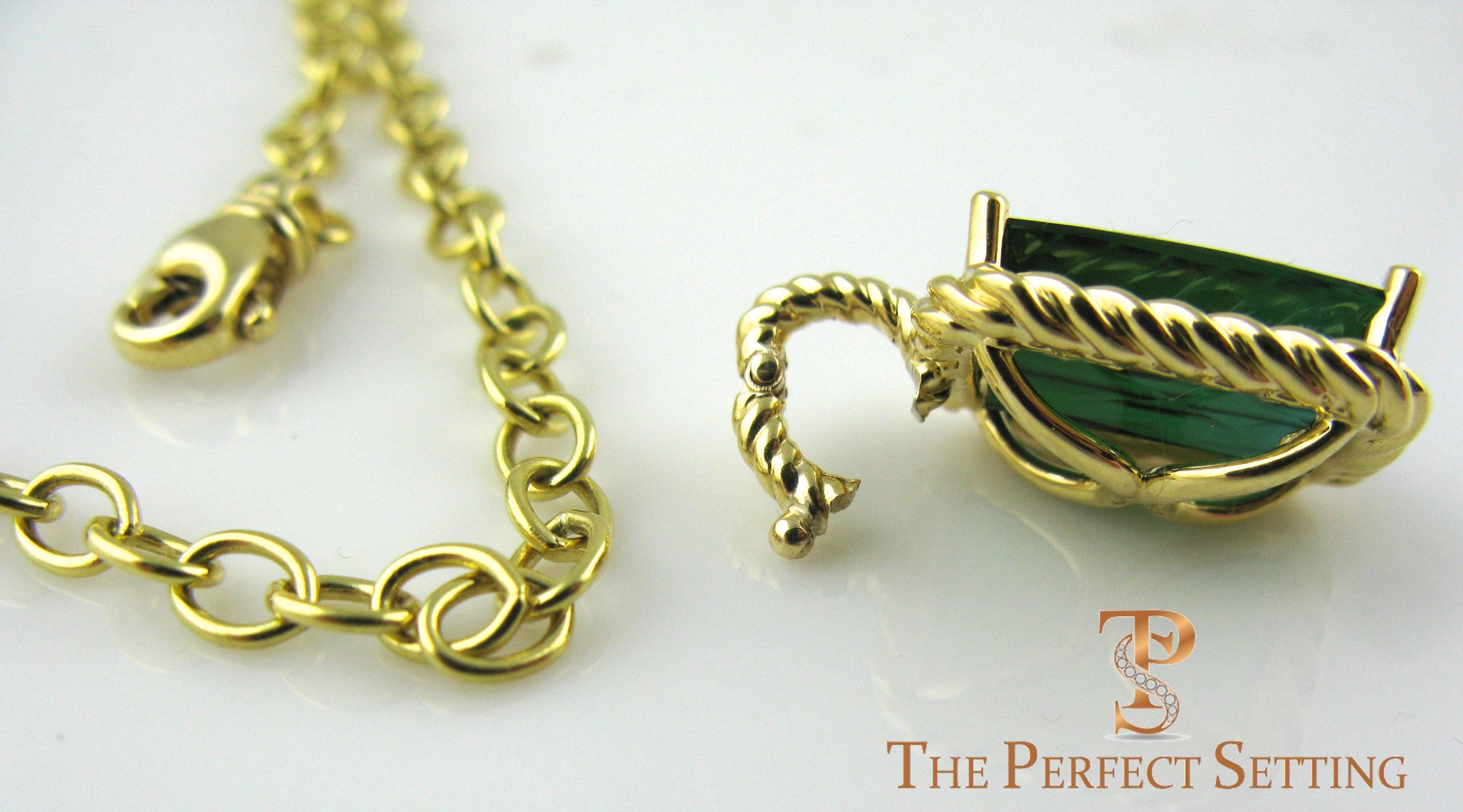 Emerald Cut Tourmaline with Gold Rope Enhancer