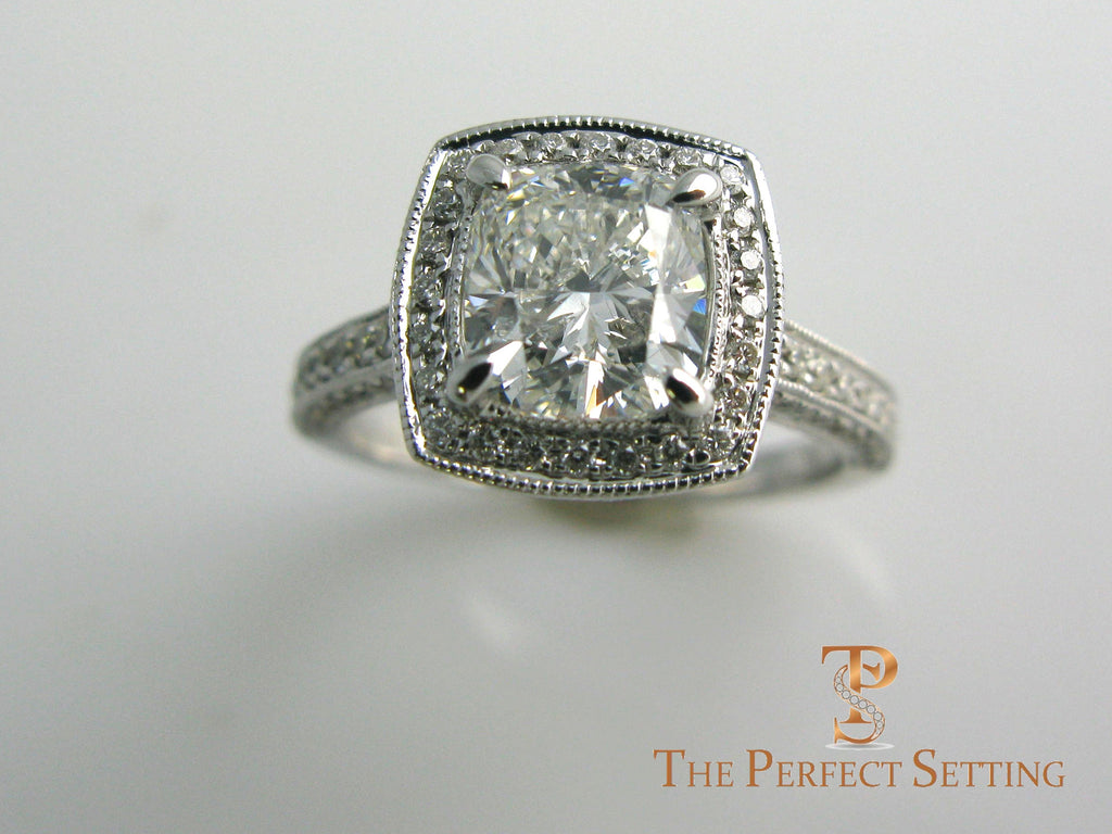 Cushion Cut Diamond Halo Ring