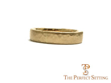 Load image into Gallery viewer, 4mm wide custom hammered wedding band 18K yellow gold