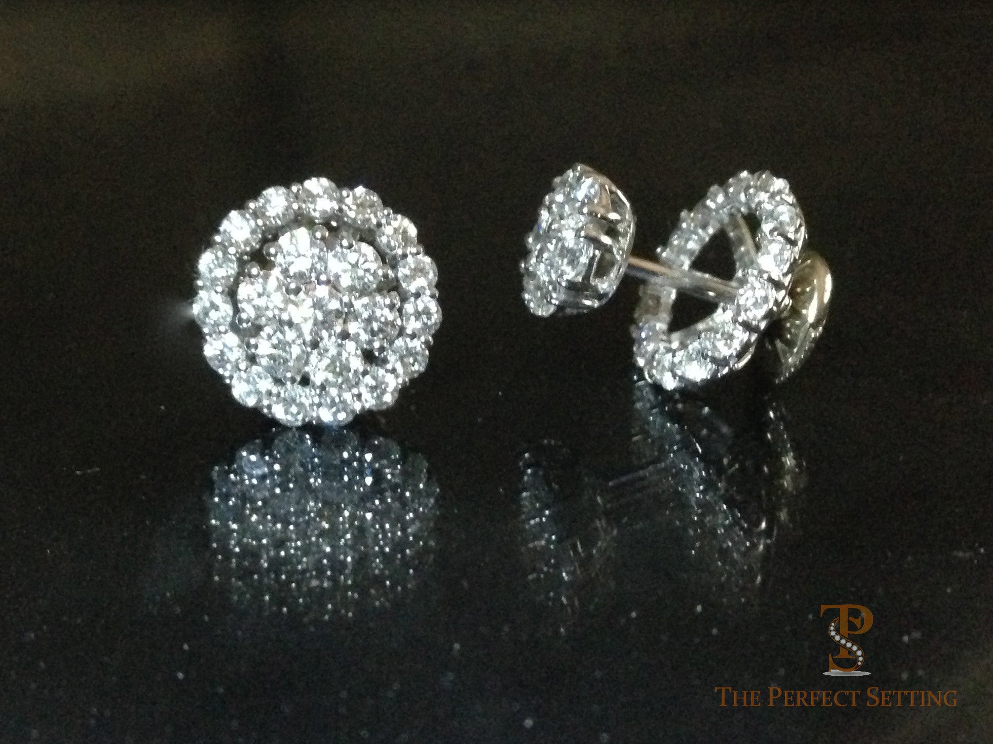Diamond Earring Jackets with Flower Cluster Earrings